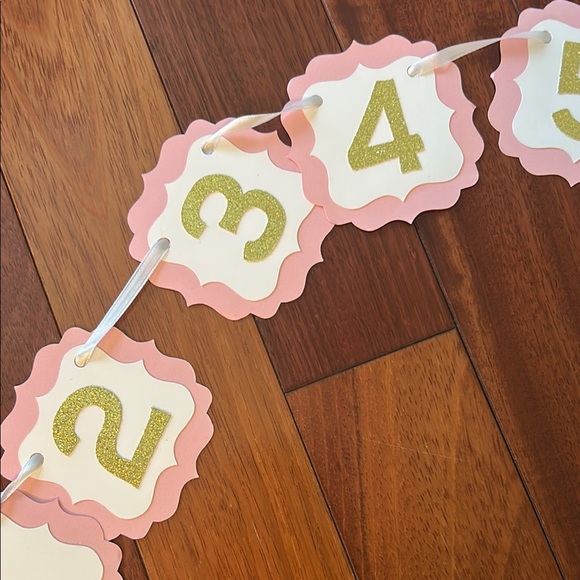 Pink and Gold Number Garland - Picture 3 of 13